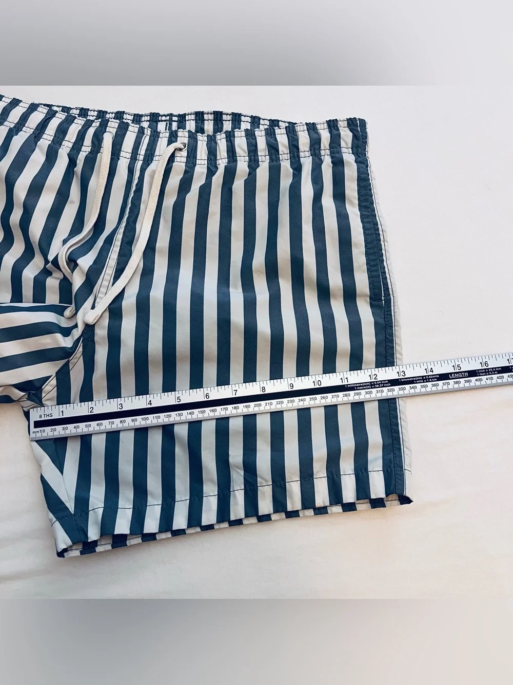 H&M Navy and White Vertical Stripe Athletic Shorts